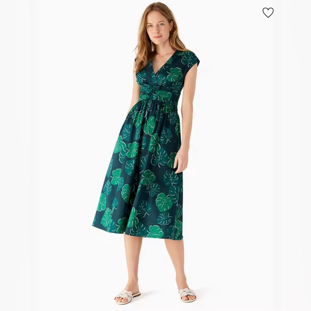 NWT Kate Spade Monstera Leaves Poplin Bow Dress